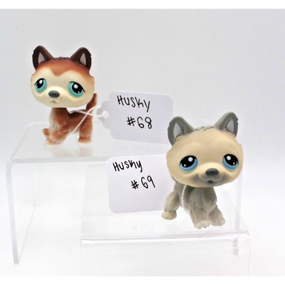 Littlest Pet Shop LPS #68 #69 Husky Dogs Pair Authentic Hasbro Vintage G2